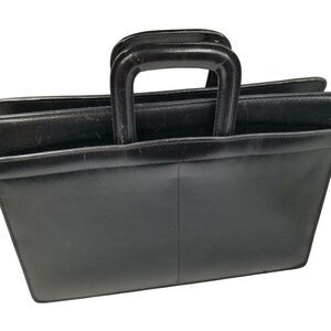 Black Briefcase Leather Unisex Laptop 15" Computer Carrying Case Bag